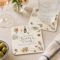 Whimsical Coastal Supper Club Watercolor
