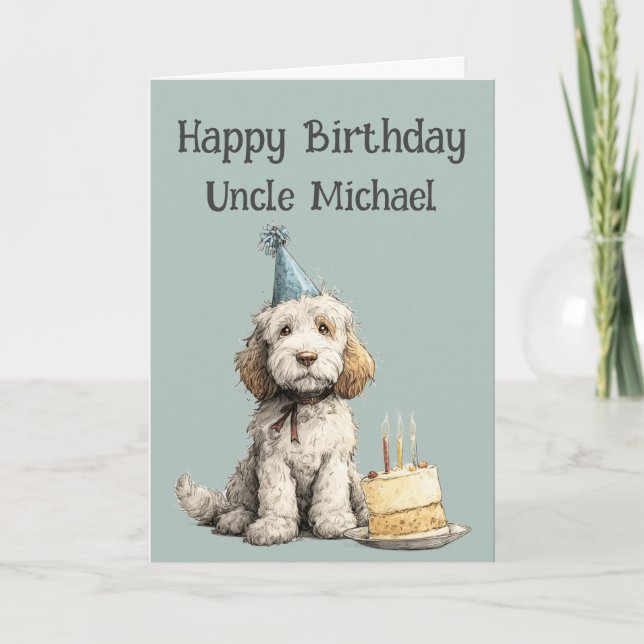 Whimsical Cockapoo Dog Birthday Card (Front)