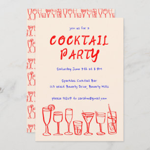 Whimsical Cocktail Drinks Custom Birthday Party Invitation