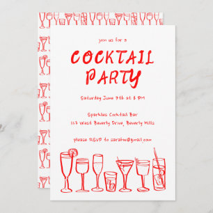 Whimsical Cocktail Drinks Custom Birthday Party Invitation