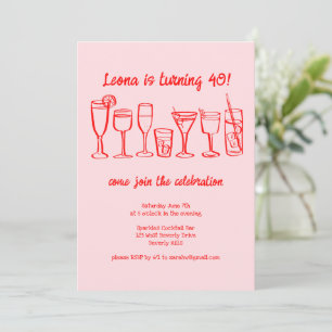 Whimsical Cocktail Drinks Custom Birthday Party Invitation