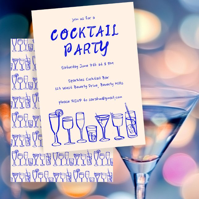 Whimsical Cocktail Drinks Custom Birthday Party Invitation (Whimsical Cocktail Drinks Custom Birthday Party Invitation
)