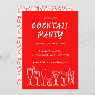 Whimsical Cocktail Drinks Custom Birthday Party Invitation