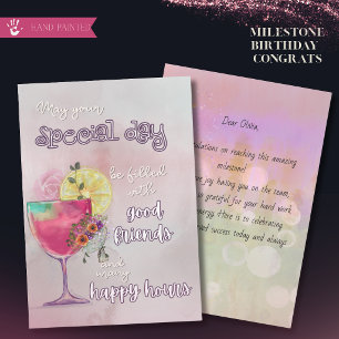 Whimsical Cocktail Happy Milestone Card