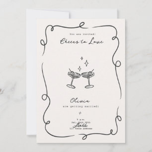 Whimsical Cocktail Minimalist Wedding  Invitation