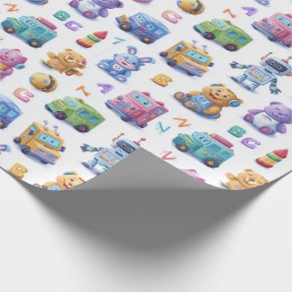 Whimsical Coding Mascots Cute Robots Teaching ABC Wrapping Paper