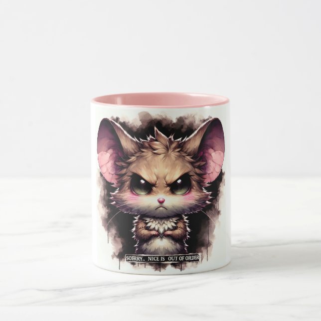 Whimsical Coffee Mug with Angry Mouse (Center)