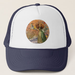 Whimsical Collage Capricorn Woman mixed media Trucker Hat
