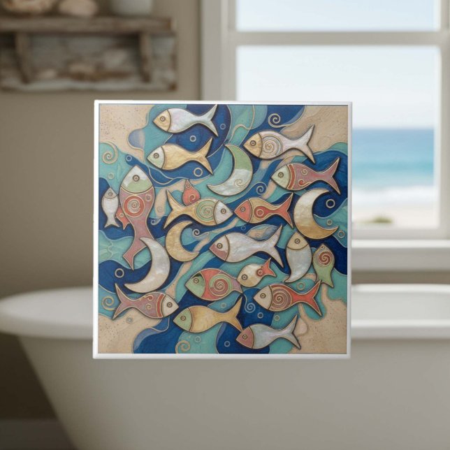Whimsical Color Splash Fish Pattern ID1201 Tile (Creator Uploaded)