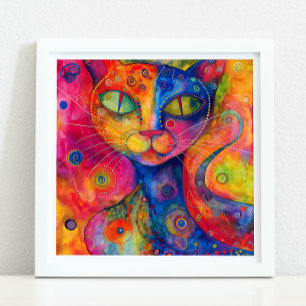 WHIMSICAL COLORFUL CAT POSTER
