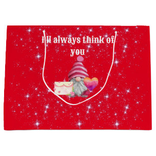 Whimsical Colorful Gnome in Love Large Gift Bag