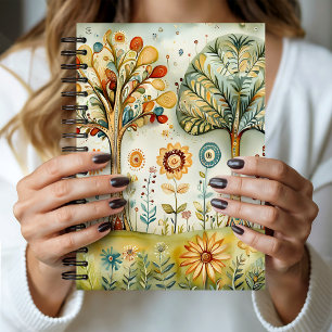 Whimsical Colorful Hippie Boho Trees   Notebook