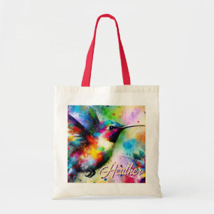 Whimsical Colorful Hummingbird Bird Personalized Tote Bag
