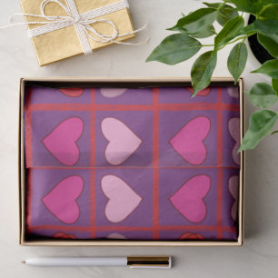Whimsical Colorful Purple Pink and Red Hearts Tissue Paper