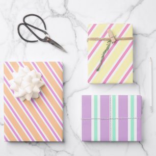 Whimsical Colorful Stripes - Candy Christmas Theme Wrapping Paper Sheet