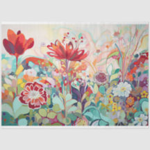 Whimsical Colour Flower Abstract Painting Decoupag