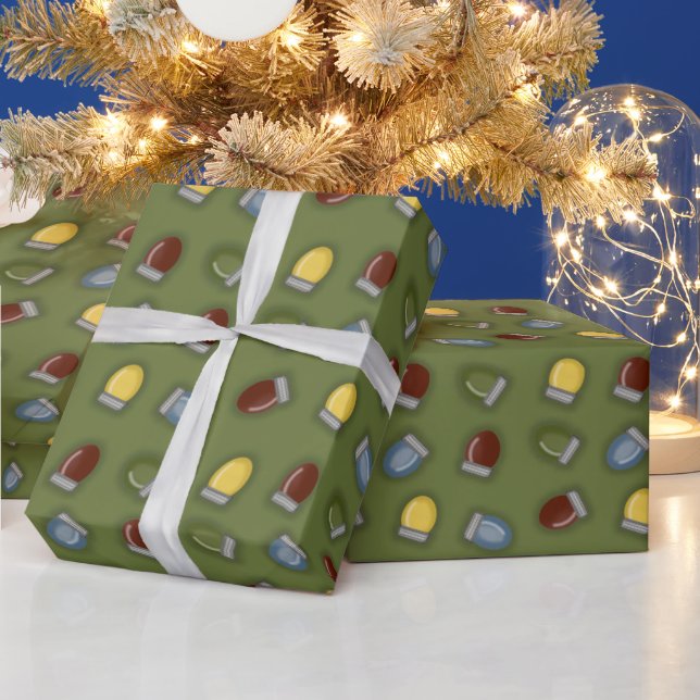 Whimsical Coloured Christmas Lights Holiday  Wrapp Wrapping Paper (Holidays)