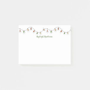 Whimsical Coloured Christmas Lights Personalised Post-it Notes
