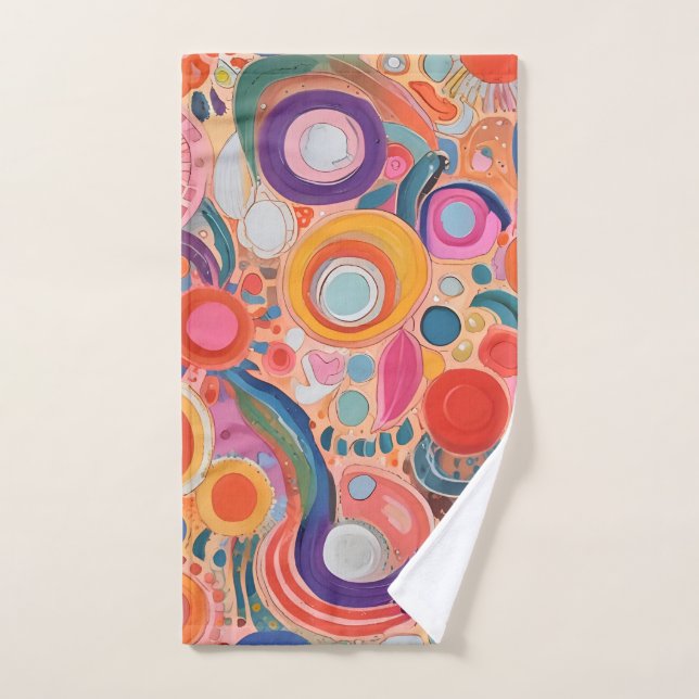 Whimsical colourful abstract art hand towel (Hand Towel)