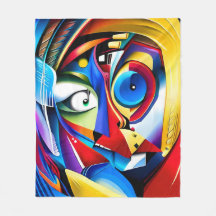 Whimsical Colourful Abstract ArtisticFleece Blanke