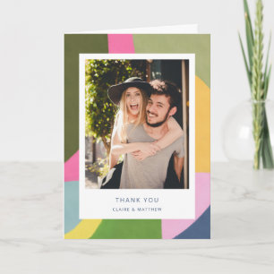 Whimsical Colourful Abstract Photo Couple Thank You Card