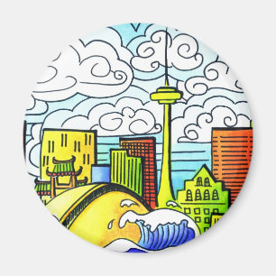 Whimsical, Colourful, Beautiful Toronto Skyline Magnet