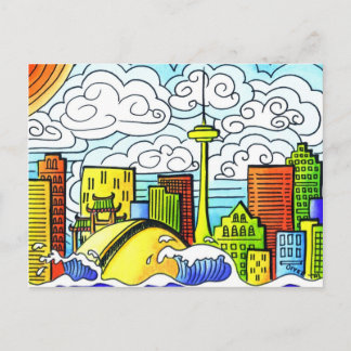 Whimsical, Colourful, Beautiful Toronto Skyline Postcard