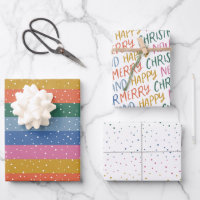 Whimsical Colourful Bright Snowfall Stripes Wrappi
