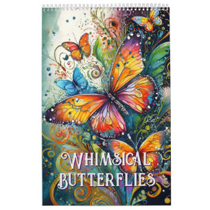 Whimsical colourful butterflies calendar