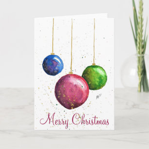 Whimsical, Colourful Christmas Baubles Card