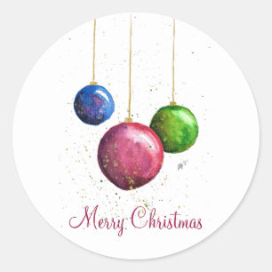 Whimsical, Colourful Christmas Baubles Classic Round Sticker