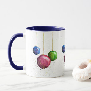 Whimsical, Colourful Christmas Baubles Mug
