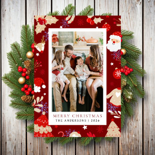 Whimsical Colourful Christmas Characters Photo Holiday Card