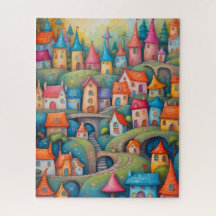 Whimsical Colourful Fairy Tale Village