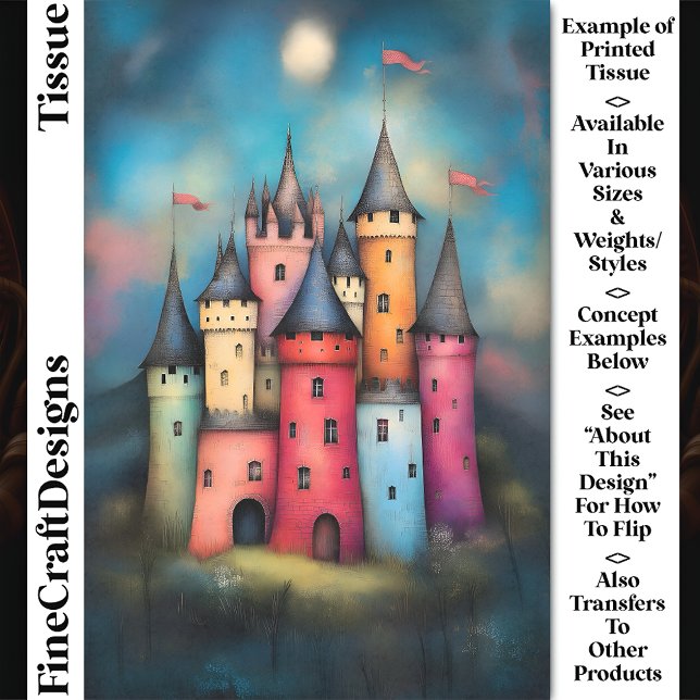 Whimsical Colourful Fairytale Castle CK2 Decoupage Tissue Paper (Creator Uploaded)