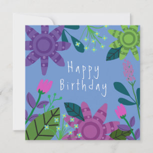 Whimsical Colourful Floral Birthday Card