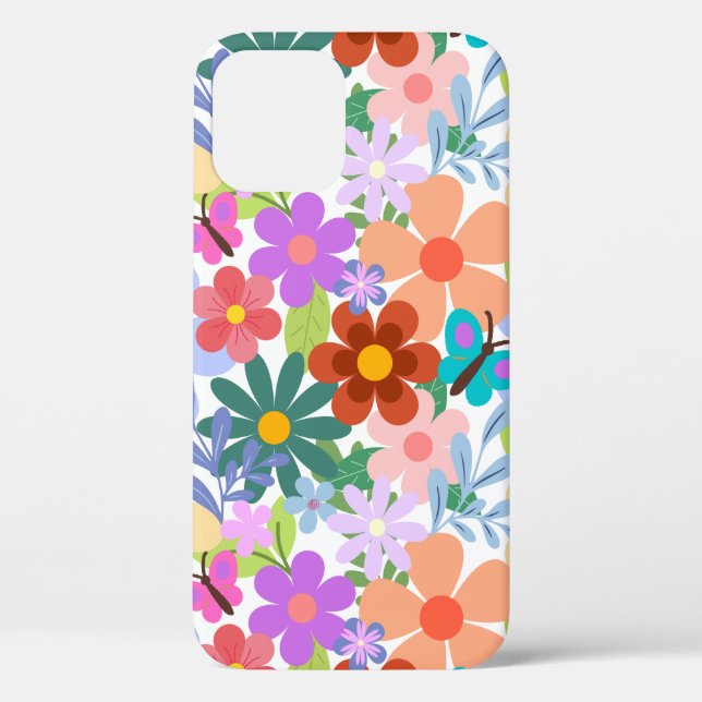 Whimsical Colourful Floral Pattern Case-Mate iPhone Case (Back)