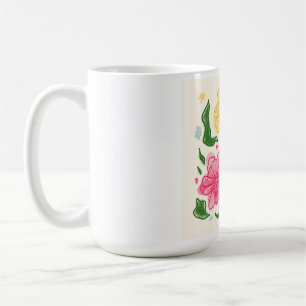Whimsical Colourful Flower Illustration – Hand Dra Coffee Mug