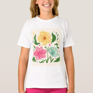 Whimsical Colourful Flower Illustration – Hand Dra T-Shirt