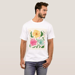 Whimsical Colourful Flower Illustration – Hand Dra T-Shirt
