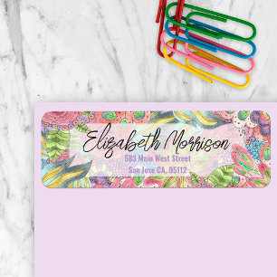 Whimsical Colourful Flowers Return Address