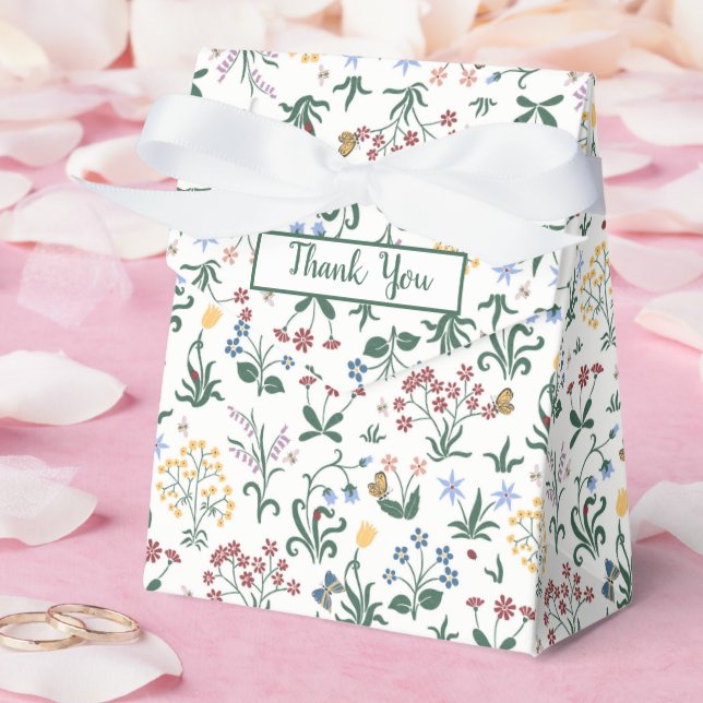 Whimsical Colourful Flowers Wedding Thank you Favour Box (Wedding)