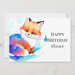Whimsical Colourful Fox Birthday Card