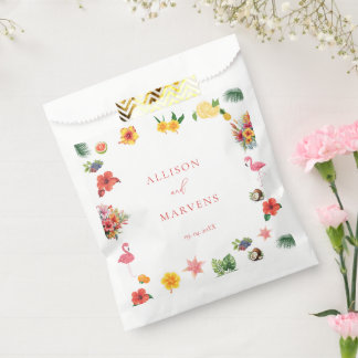 Whimsical Colourful Fun Tropical Flamingle Wedding Favour Bags