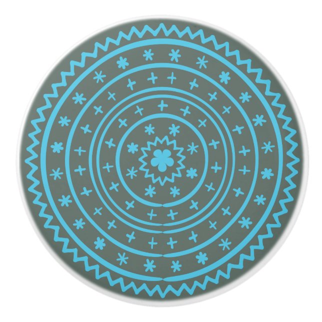 Whimsical Colourful Hand Drawn Design Ceramic Pull (Front)