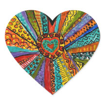 whimsical colourful heart explosion  sticker