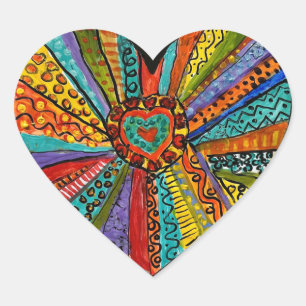 whimsical colourful heart explosion sticker