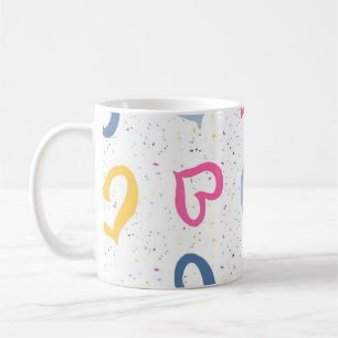 Whimsical Colourful Hearts & Speckled Coffee Mug