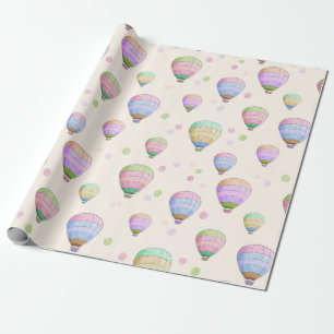 Whimsical colourful hot air balloons fun pattern wrapping paper