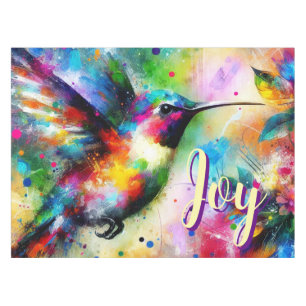 Whimsical Colourful Hummingbird Bird Personalised Tablecloth